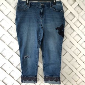 Chico’s The Platinum Ankle Jeans Embroidered Cuffed